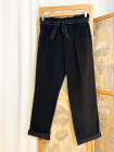 Florence, pantalon Paper bag, coloris noir, grande taille