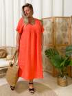 Tiphaine, robe en lin, coloris orange, grande taille