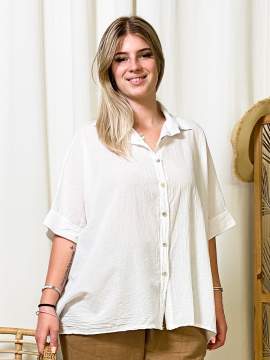 Théa, chemise coton, coloris blanc, grande taille