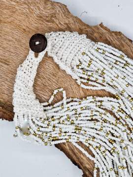 Collier perles multi-rangs, coloris blanc zoom