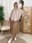 Wendy, poncho tout doux, coloris taupe, grande taille
