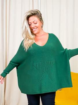 Bella, pull chaussette, coloris vert bouteille, grande taille zoom