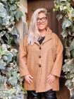 Barbara, Manteau laine bouclette, coloris camel, grande taille