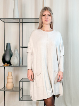 Maelys, Robe pull toute douce, coloris beige, grande taille