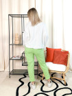 Rosalie, pantalon fleurs, coloris vert, grande taille