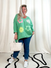 Tessa, t-shirt manches longues fleurs, coloris vert, grande taille