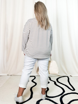 Jill, pantalon décontracté, coloris blanc, grande taille dos